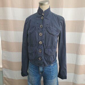 Ecko Unlimited Navy Blue Jacket Blazer Womens Size Y2K SZ 42 Large Wear 2 ways